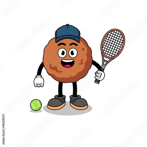 meatball illustration as a tennis player