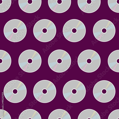 CD seamless background. Retro 90s and 2000s pattern with CD DVD discs. Mp3 music, films, data. Vector flat illustration for 00s designs