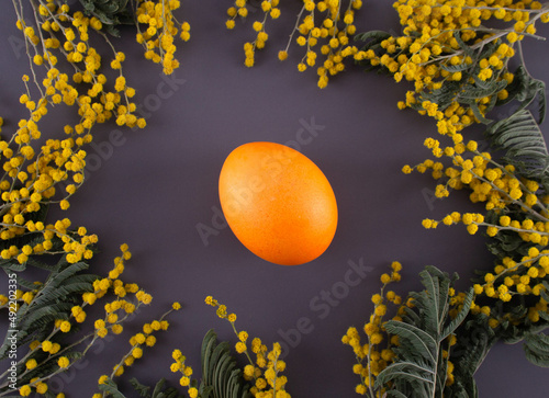 Easter eggs. Festive decoration. Easter. Celebration. Bright holiday. Eggs on a gray background. Multi-colored eggs on a gray background.