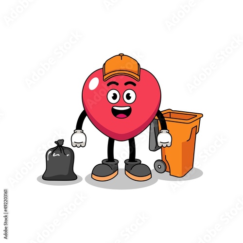 Illustration of love cartoon as a garbage collector