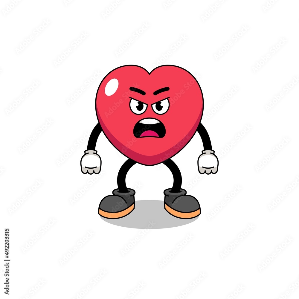 love cartoon illustration with angry expression