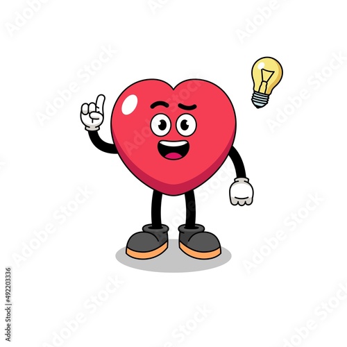 love cartoon with get an idea pose