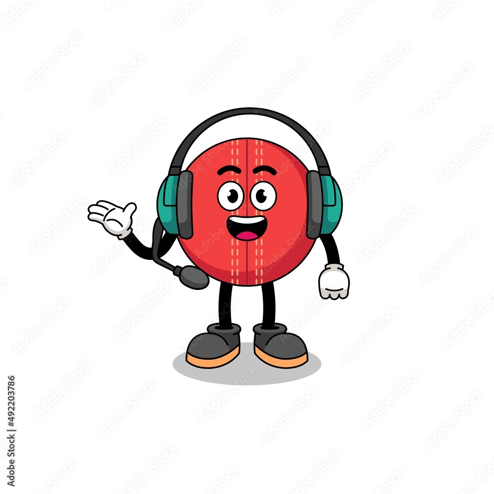 Mascot Illustration of cricket ball as a customer services Mascot Illustration of cricket ball as a customer services
