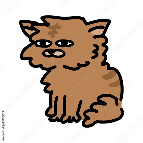 座っている猫のイラスト。