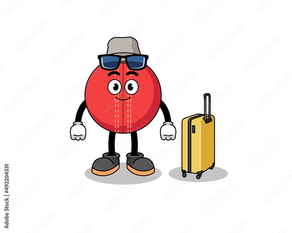 cricket ball mascot doing vacation cricket ball mascot doing vacation