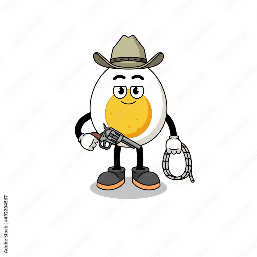 Character mascot of boiled egg as a cowboy Character mascot of boiled egg as a cowboy