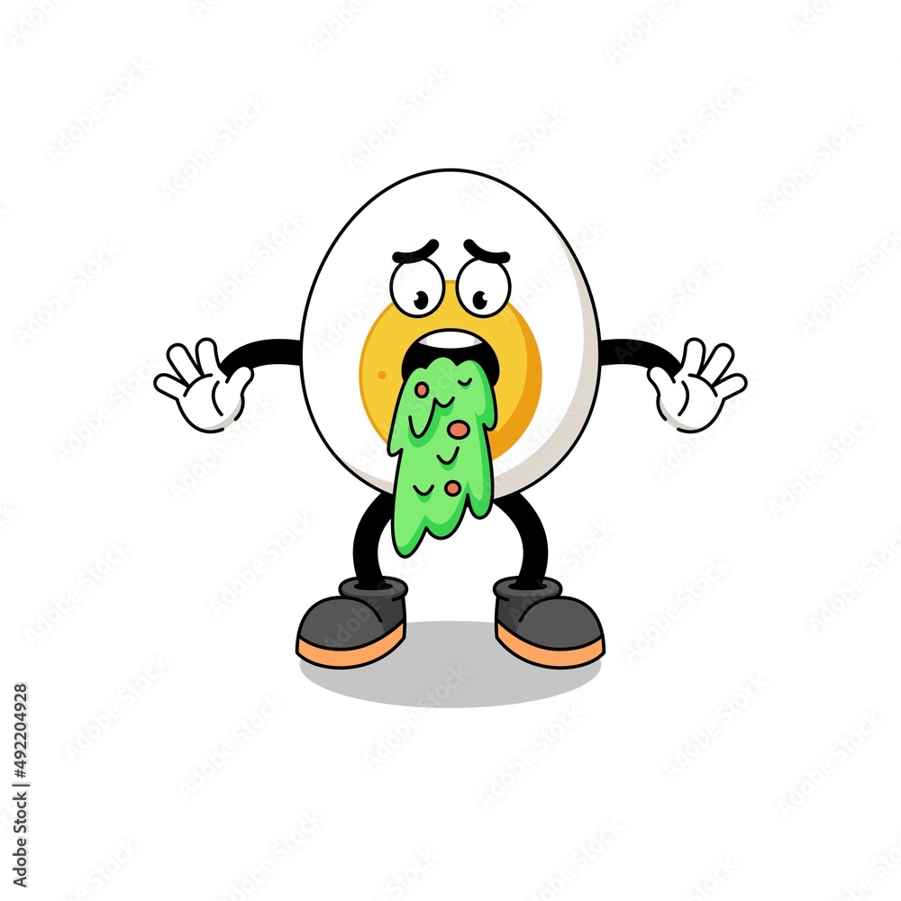 boiled egg mascot cartoon vomiting boiled egg mascot cartoon vomiting