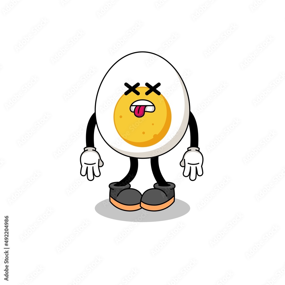 Naklejka premium boiled egg mascot illustration is dead
