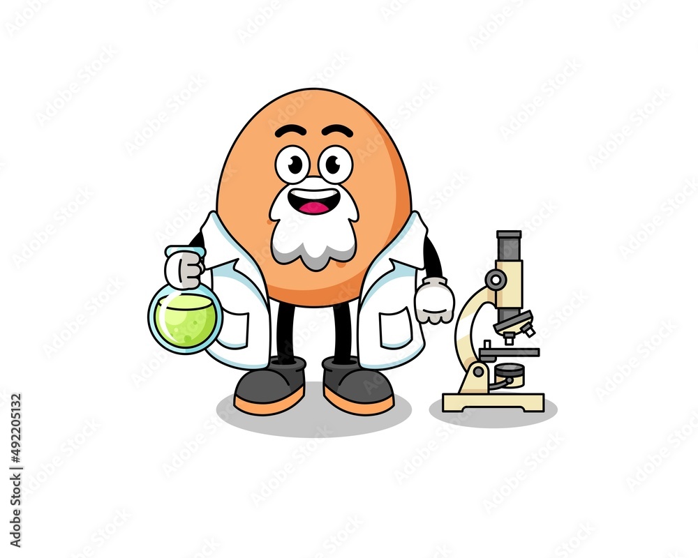 Mascot of egg as a scientist
