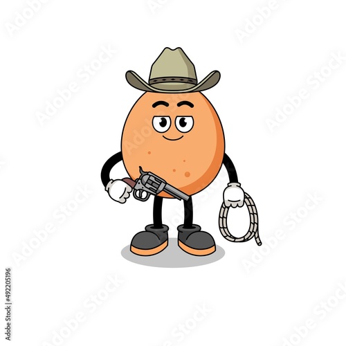 Character mascot of egg as a cowboy © Ummu