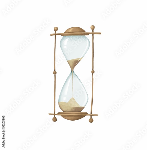 Hourglass on a white background. Cartoon style. Stock illustration.