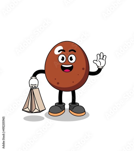 Cartoon of chocolate egg shopping