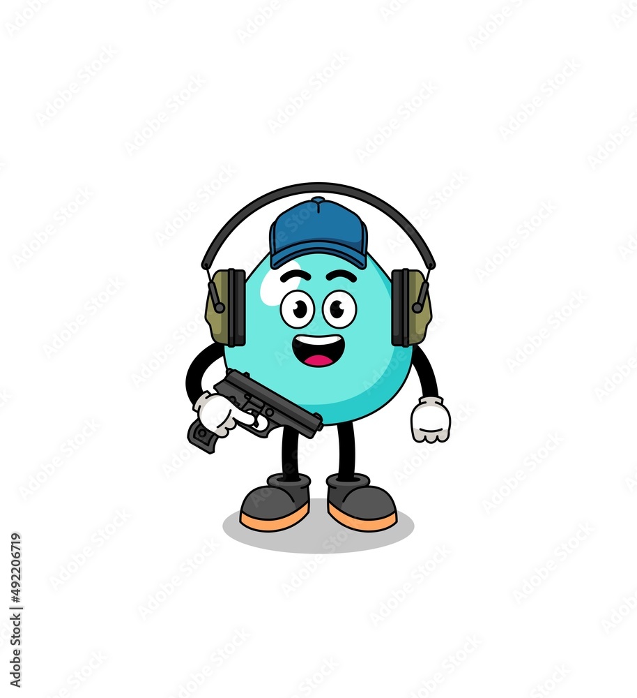 Character mascot of water doing shooting range Character mascot of water doing shooting range
