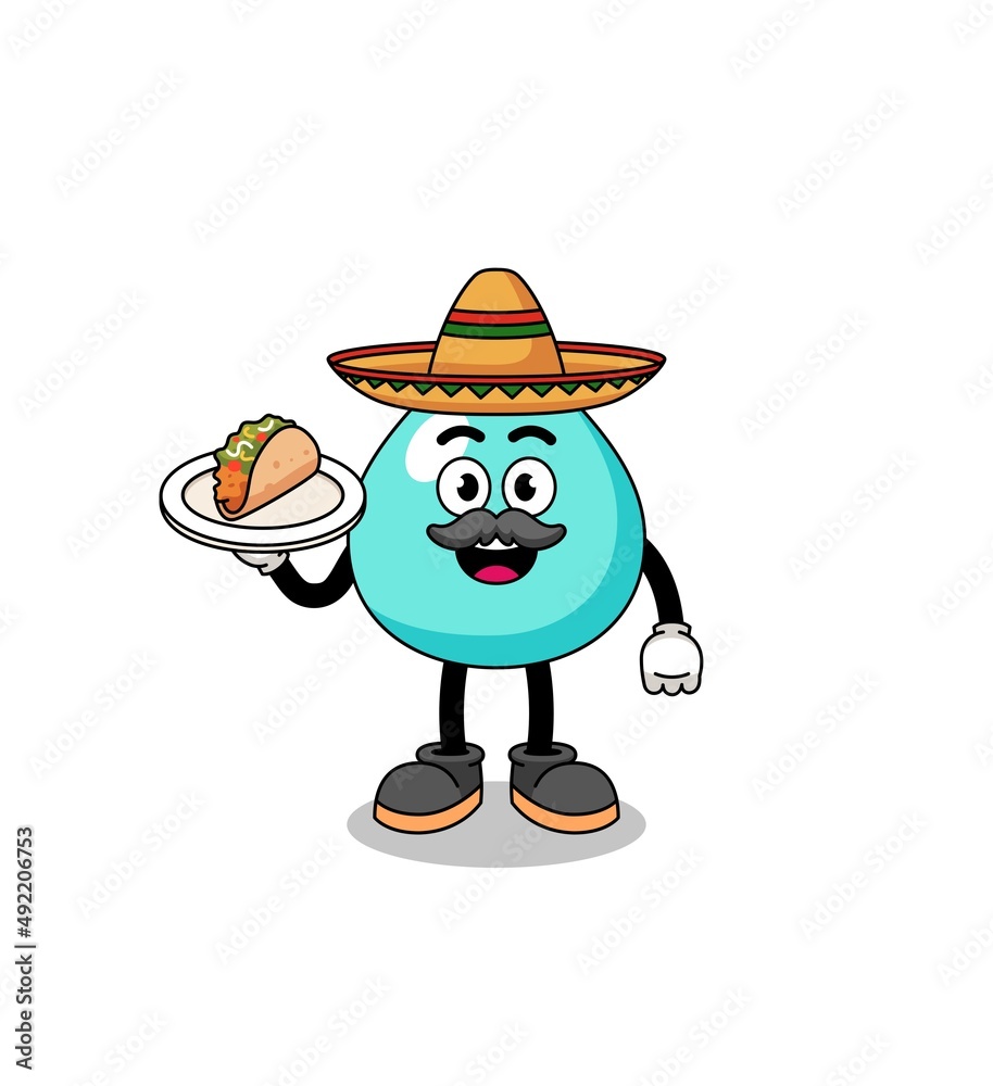 Character cartoon of water as a mexican chef