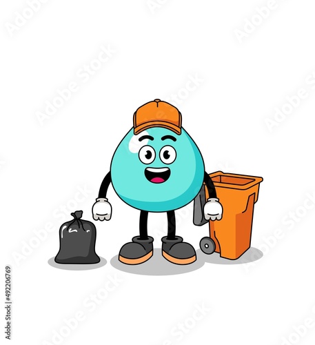 Illustration of water cartoon as a garbage collector
