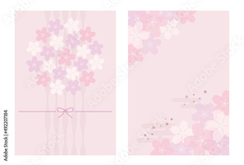 桜の花  和風カード イラスト素材 / vector eps	