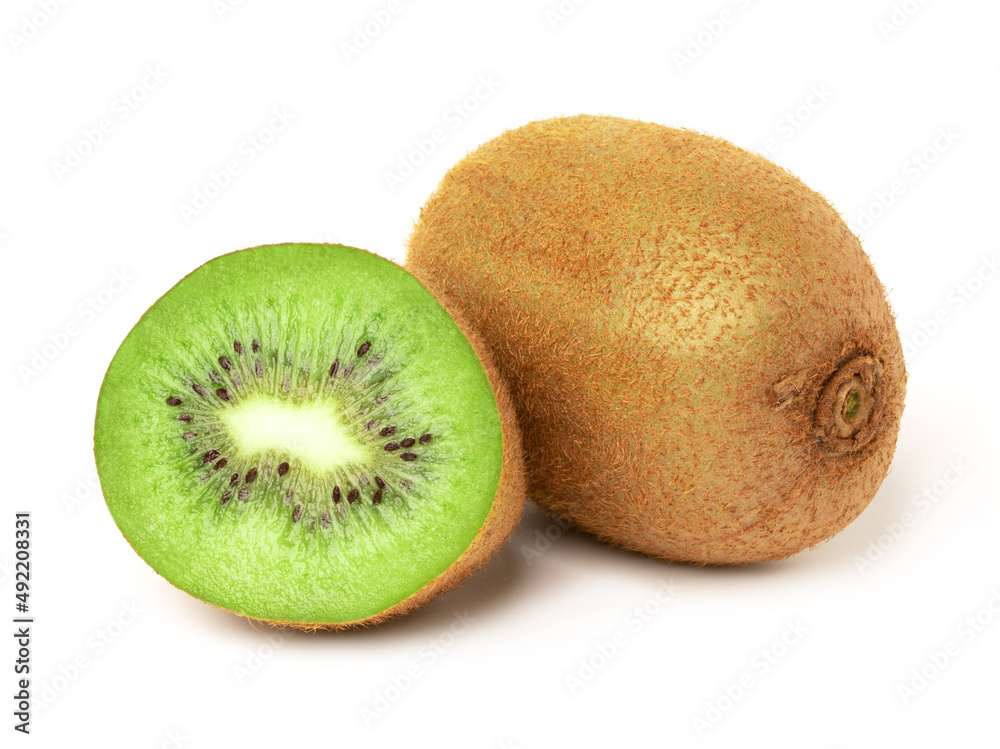 Kiwi fruit and Slices isolated on white background, Juicy kiwi. Kiwi fruit and Slices isolated on white background, Juicy kiwi.