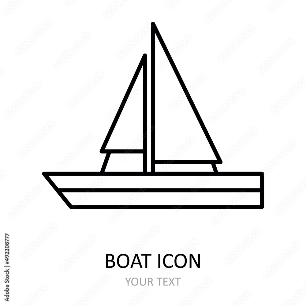 Vector illustration with sailboat. Linear drawing Vector illustration with sailboat. Linear drawing