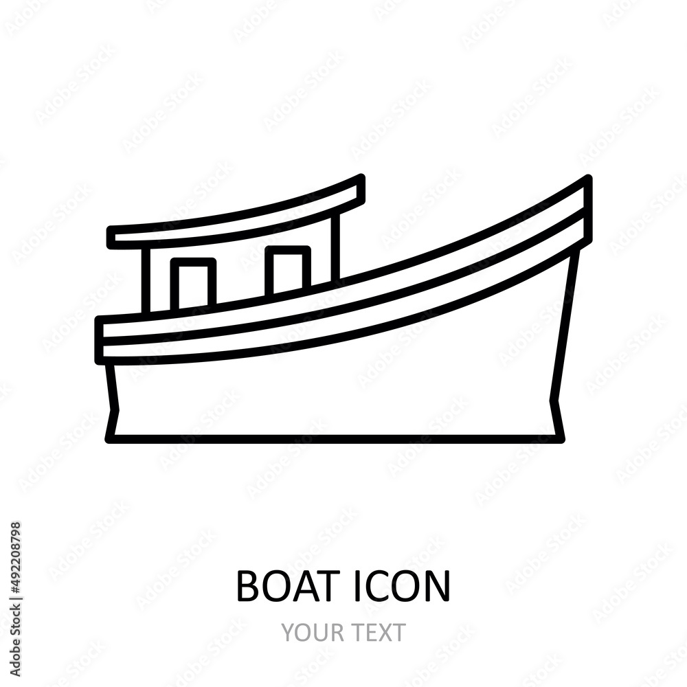 Vector illustration with boat. Linear drawing Vector illustration with boat. Linear drawing