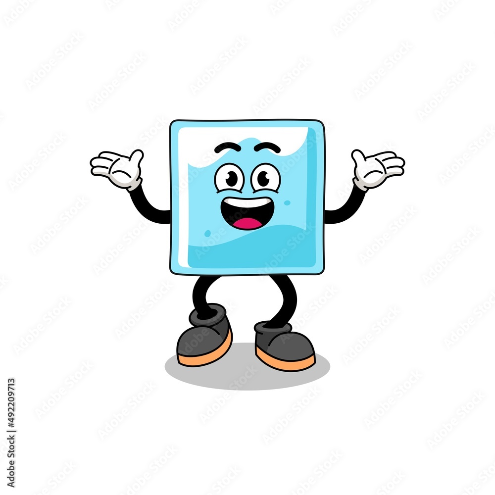 ice block cartoon searching with happy gesture ice block cartoon searching with happy gesture
