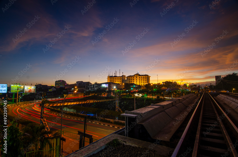 sunset in the yogyakarta city