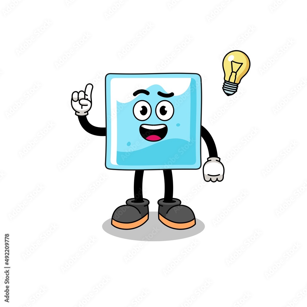 ice block cartoon with get an idea pose ice block cartoon with get an idea pose