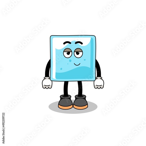 ice block cartoon couple with shy pose