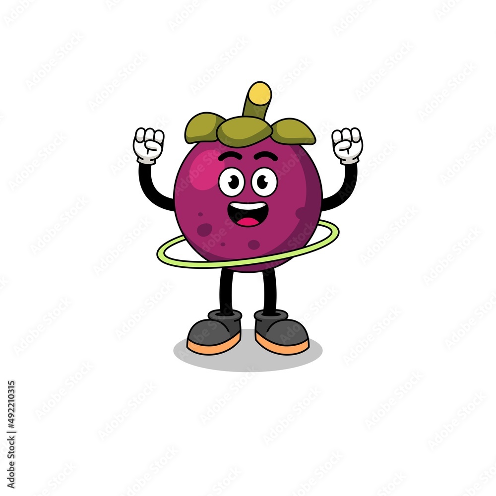 Obraz premium Character Illustration of mangosteen playing hula hoop