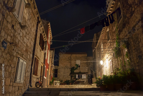 Ulica od Šorte, Dubrovnik, Croatia, at night: a quiet backstreet courtyard photo