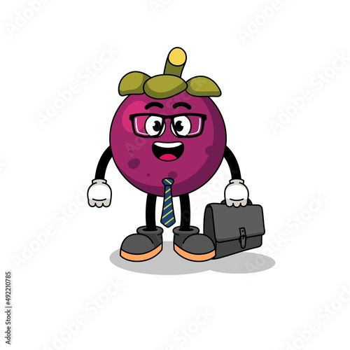 mangosteen mascot as a businessman