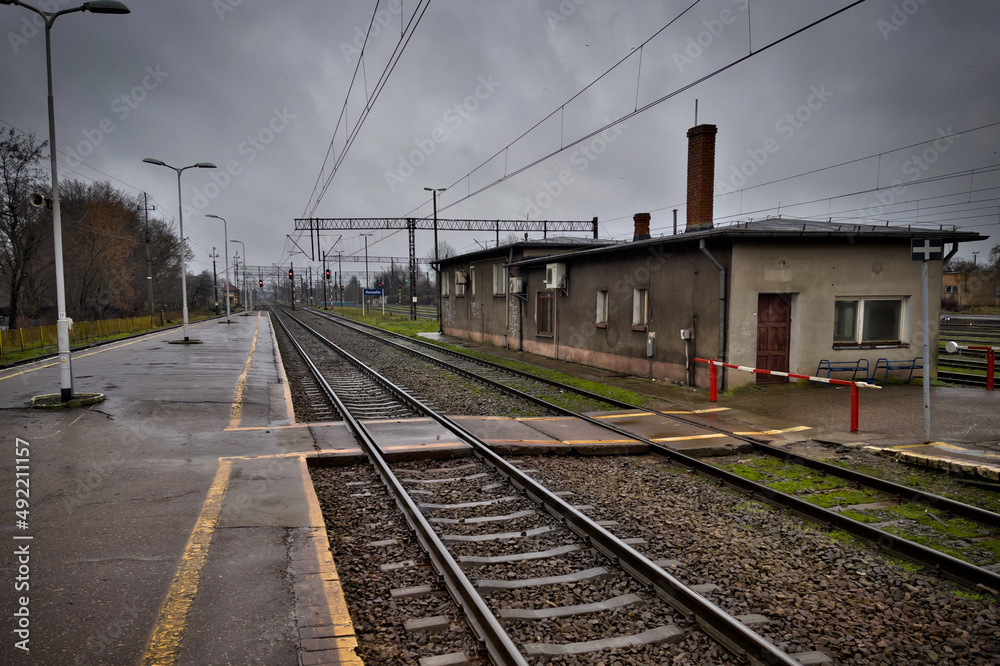 railway in the morning Koszalin dworzec kolejowy 