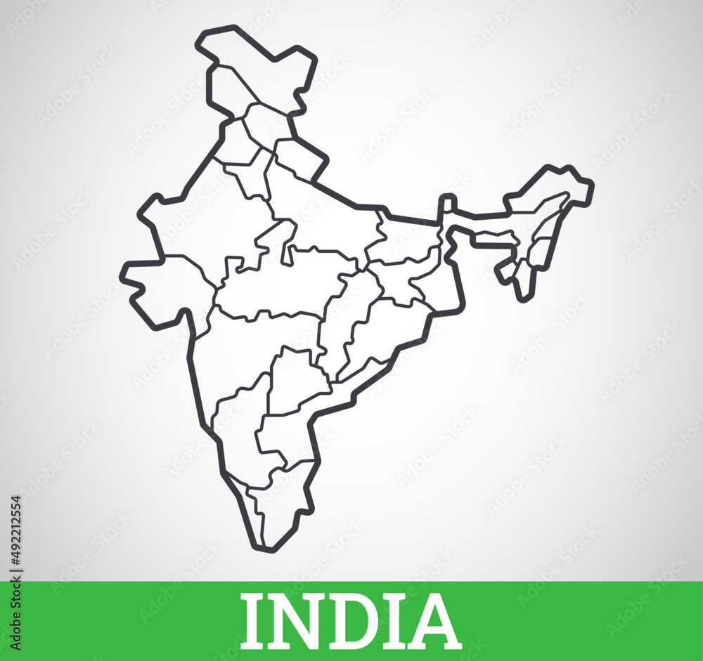 Simple Outline Map Of India With States Vector Graphic Illustration Simple Outline Map Of India With States Vector Graphic Illustration