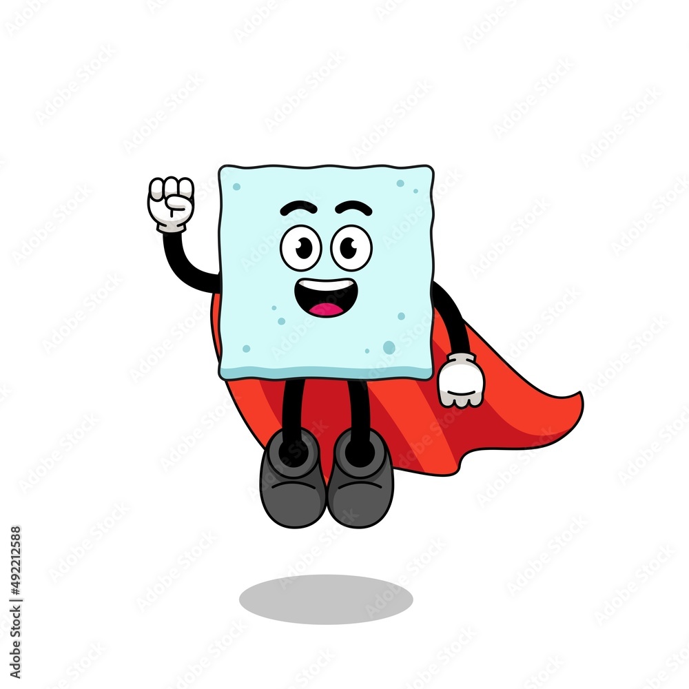 sugar cube cartoon with flying superhero sugar cube cartoon with flying superhero