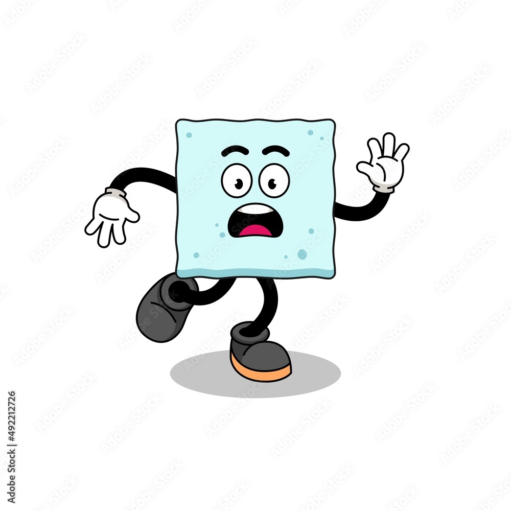 slipping sugar cube mascot illustration