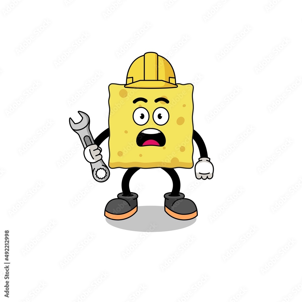 Naklejka premium Character Illustration of sponge with 404 error