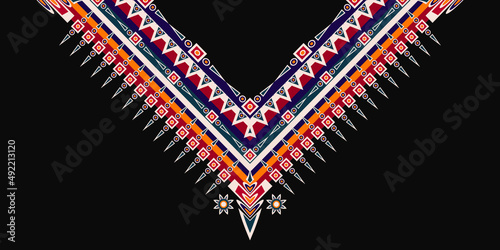 Ethnic carpet with geometric mosaic aztec style stripes on tile. majolica Antique interior,modern rugs,geographic print on kente clot textile.Tribal vector ornament seamless african pattern.multicolor