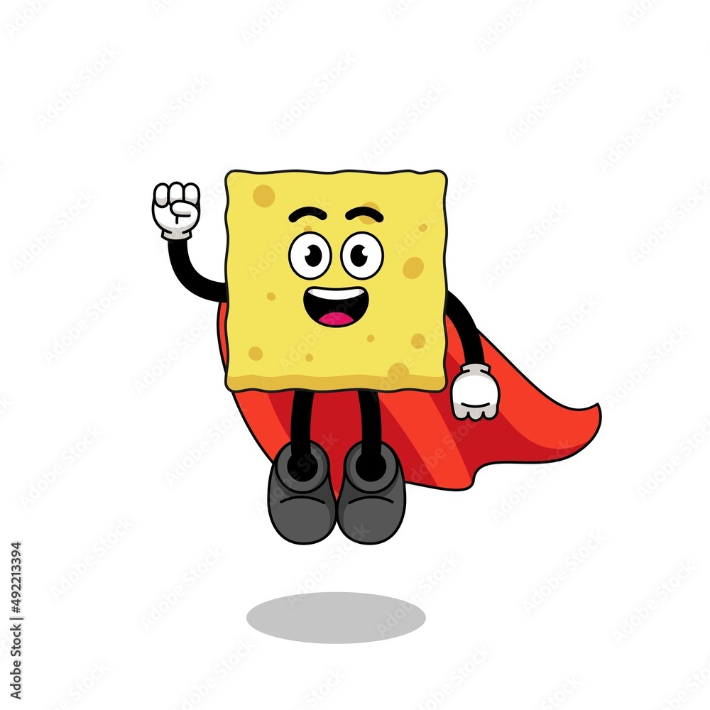 sponge cartoon with flying superhero