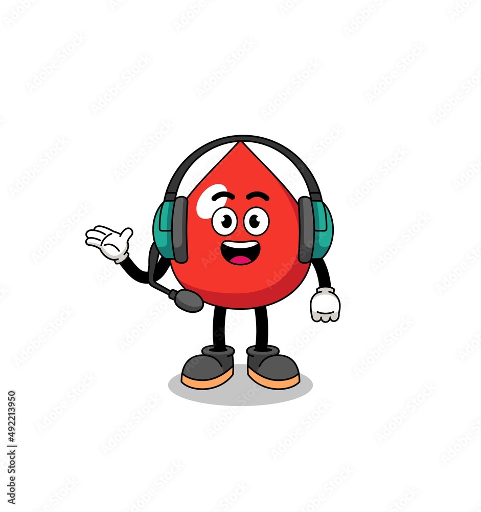 Mascot Illustration of blood as a customer services