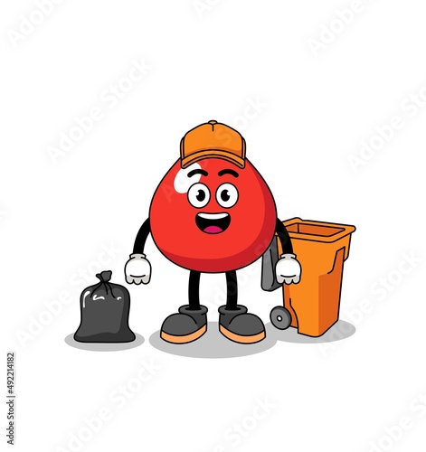 Illustration of blood cartoon as a garbage collector