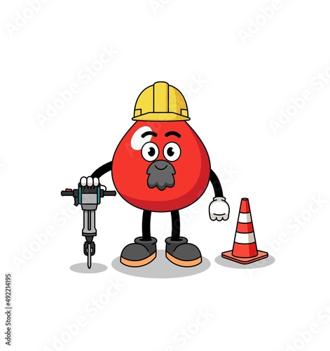 Character cartoon of blood working on road construction