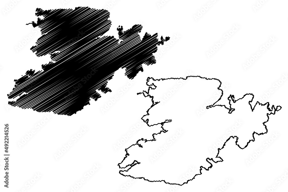 Fjellvaersoya island (Kingdom of Norway) map vector illustration, scribble sketch Fjellvarsoya map