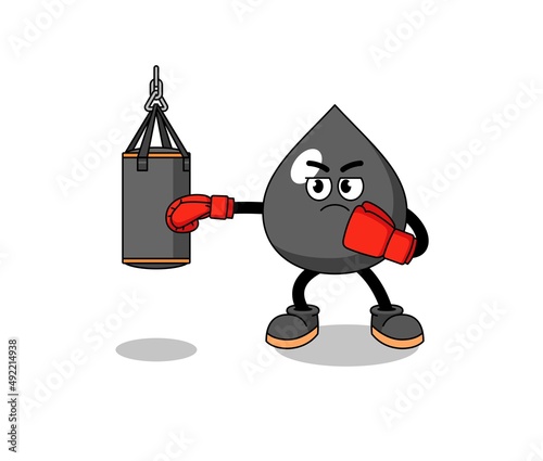 boxing black drop character with red gloves clip art preview