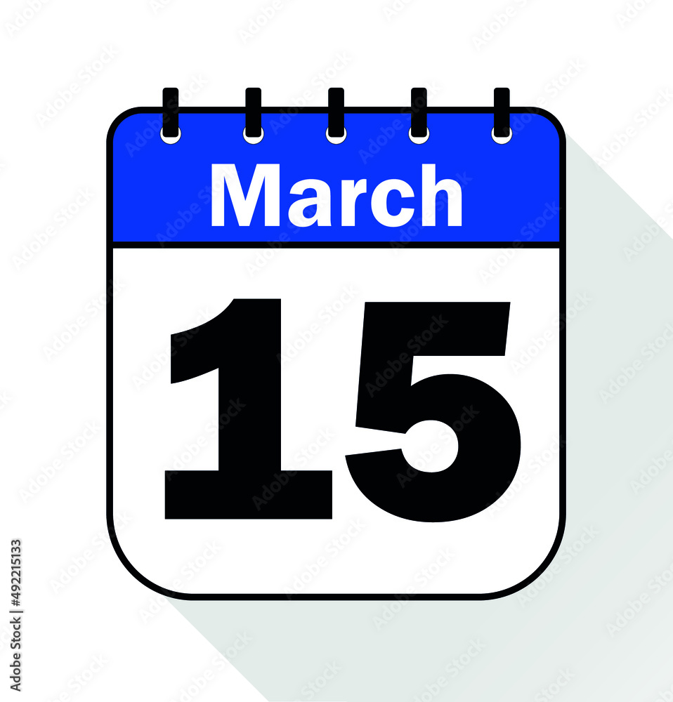 March day 15 blue - Calendar Icon - Vector Illustration March day 15 blue - Calendar Icon - Vector Illustration