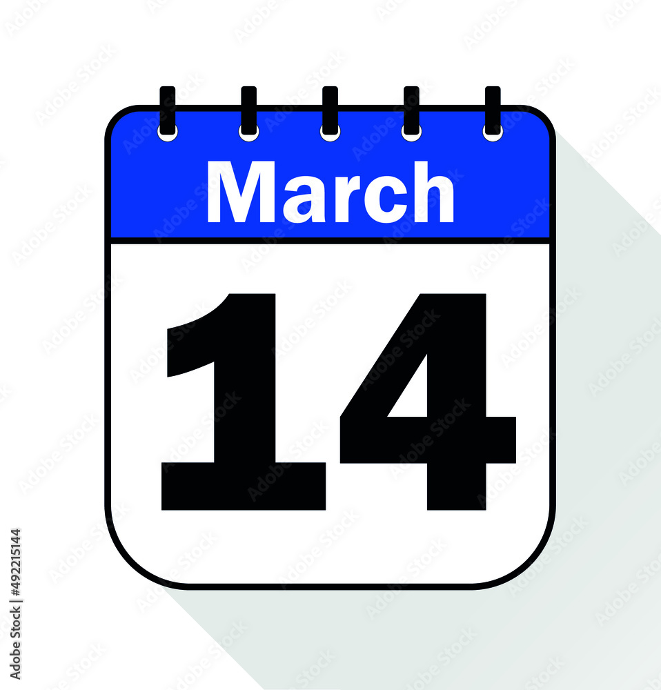 March day 14 blue - Calendar Icon - Vector Illustration March day 14 blue - Calendar Icon - Vector Illustration