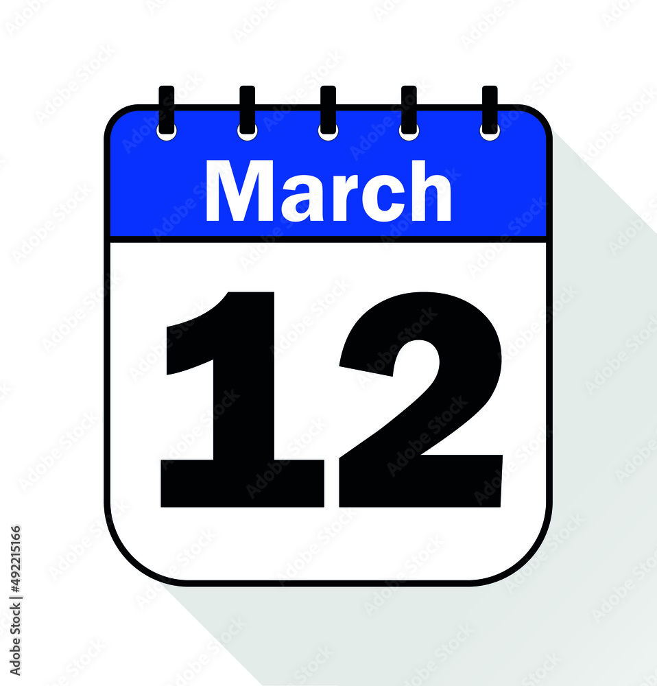 March day 12 blue - Calendar Icon - Vector Illustration March day 12 blue - Calendar Icon - Vector Illustration