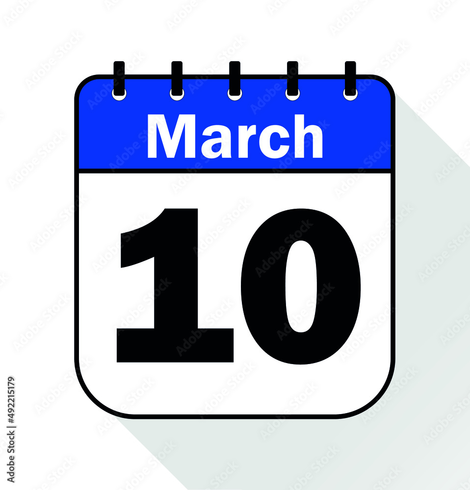 March day 10 blue - Calendar Icon - Vector Illustration March day 10 blue - Calendar Icon - Vector Illustration