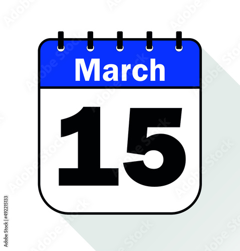 March day 15 blue - Calendar Icon - Vector Illustration