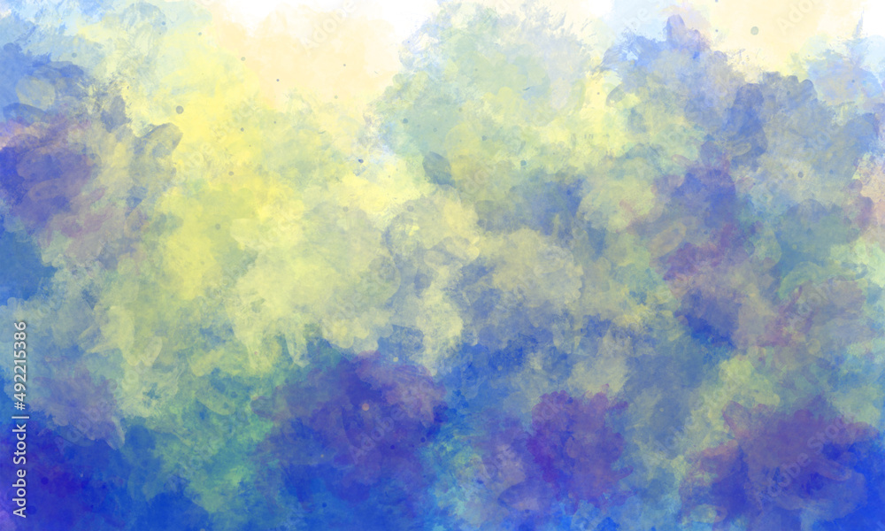 blue yellow sky gradient watercolor background with cloud texture