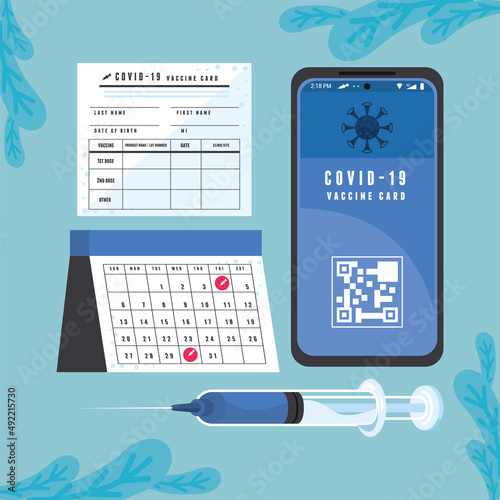 covid19 vaccine four icons