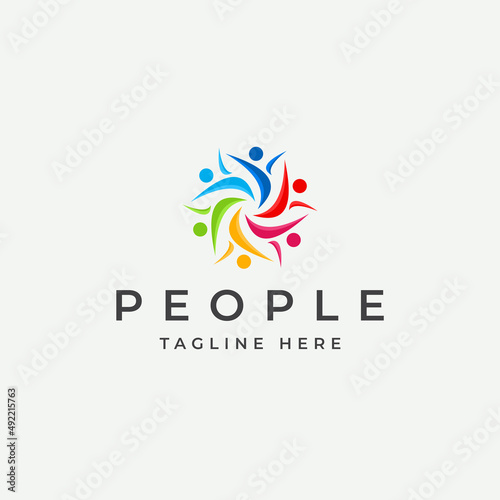 Abstract people logo people flat vector logo design template Premium Vector.